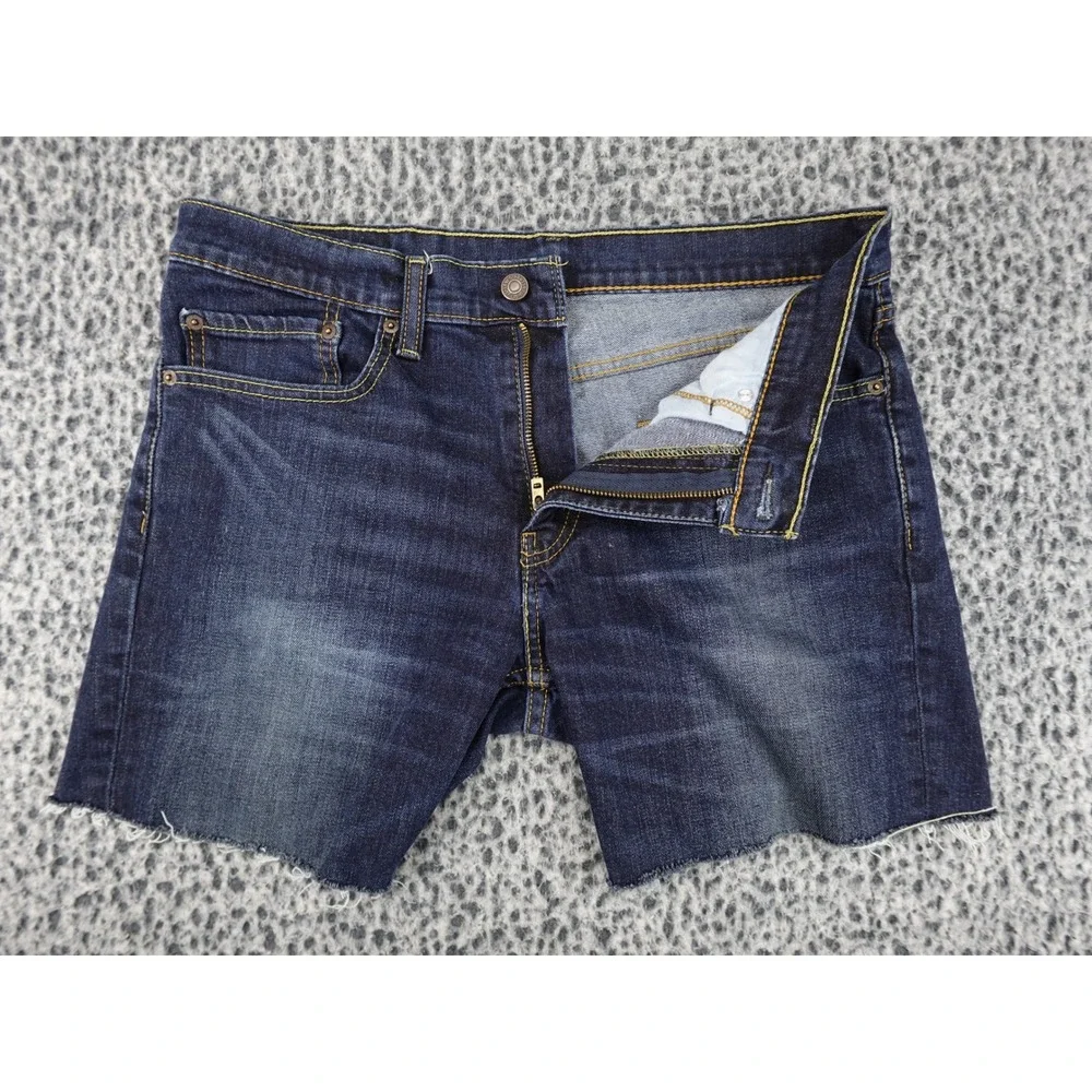 Levis 511 Cutoff Shorts Mens 34 Dark Wash Blue Good Raw Hem Frayed Denim 11541